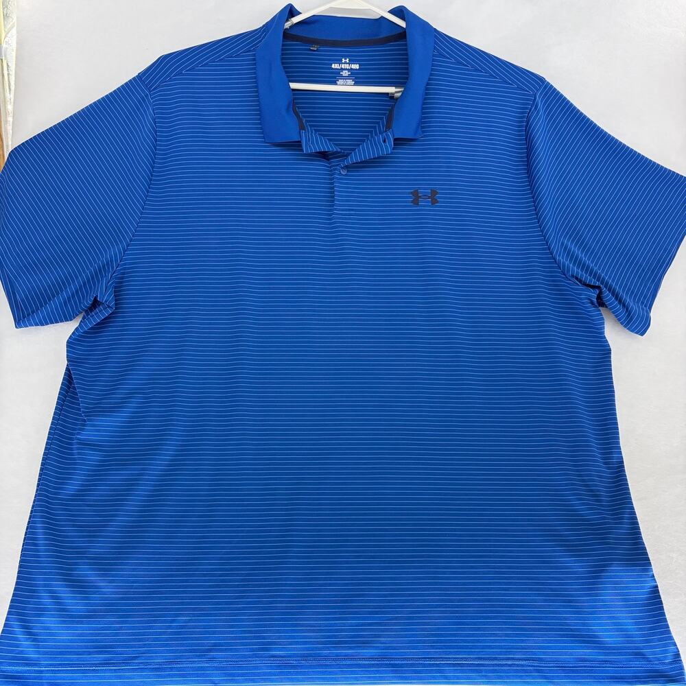 Under Armour Men's 4XL Polo Blue White Stripe Loose Golf Performance